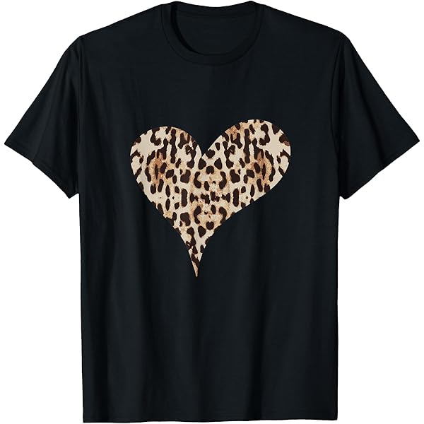 Amazon | ヒョウ柄ハートデザイン ヒョウ柄 Tシャツ | Tシャツ
